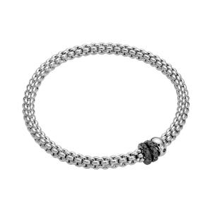 Solo Flex'it Armband mit drei Rondellen und schwarzem Pavébesatz