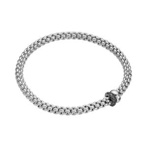 Solo Flex'it Armband mit zwei Rondellen und schwarzer Pavé-Fassung