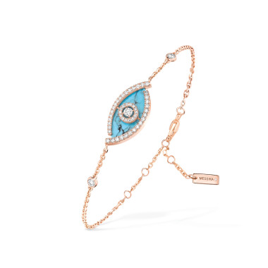 Armschmuck, Roségold, Messika Lucky Eye Armband Türkis