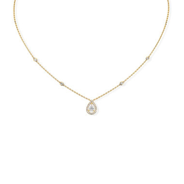 Halsschmuck, Gelbgold, Messika Joy Diamant Poire Collier