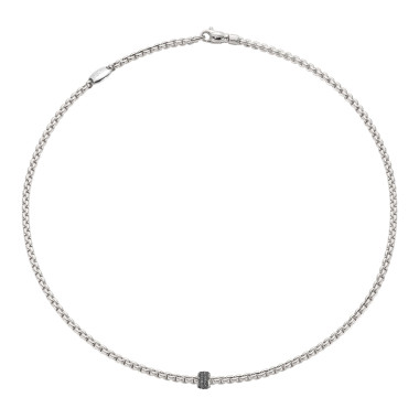 Halsschmuck, Weißgold, FOPE Eka Halskette mit schwarzen Diamanten