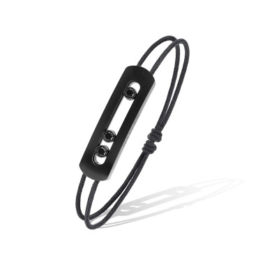 Armschmuck, Titan, Messika Move Titanium Total Black Armband mit Schnur