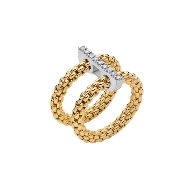         Weißgold, Ringe, FOPE Prima doppelter Mesh-Ring mit Diamantpavé