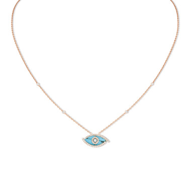 Halsschmuck, Roségold, Messika Lucky Eye Türkis Halskette