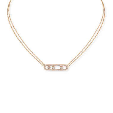 Halsschmuck, Roségold, Messika Move Classique Pavé Halskette