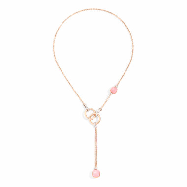 Halsschmuck, Weißgold, Pomellato Nudo Rosenquarz Lariat-Kette