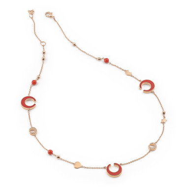 Halsschmuck, Roségold, Al Coro Mezzaluna Collier