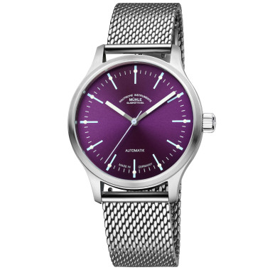 Damen- und Herrenuhr, Automatik, Mühle Glashütte Panova Violett