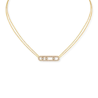Halsschmuck, Gelbgold, Messika Move Classique Pavé Halskette
