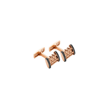 Armschmuck, Roségold, FOPE Panorama Manschettenknöpfe mit schwarzen Diamanten