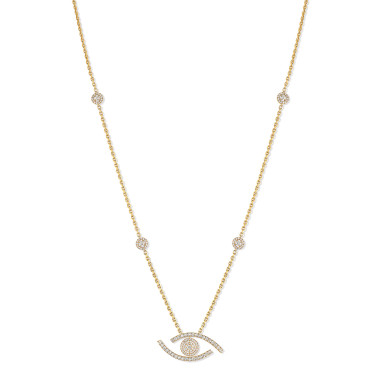 Halsschmuck, Gelbgold, Messika Lange Lucky Eye Halskette