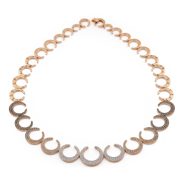 Halsschmuck, Roségold, Al Coro Mezzaluna Collier