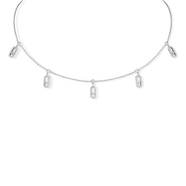 Halsschmuck, Weißgold, Messika Move Uno Choker Kette mit Quasten