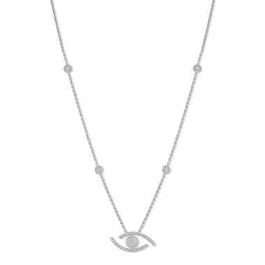 Halsschmuck, Weißgold, Messika Lange Lucky Eye Halskette