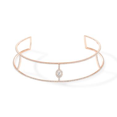 Halsschmuck, Roségold, Messika Glam'Azone Pavé Skinny Choker