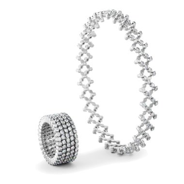 Ringe, Weißgold, Serafino Consoli Brevetto Multi-Size Ring und Armband