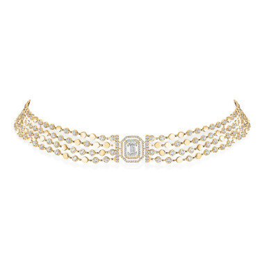 Halsschmuck, Gelbgold, Messika D-Vibes mehrreihiger Choker