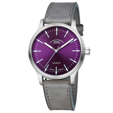 Damen- und Herrenuhr, Automatik, Mühle Glashütte Panova Violett