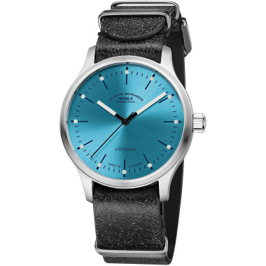 Damen- und Herrenuhr, Automatik, Mühle Glashütte Panova Türkisblau