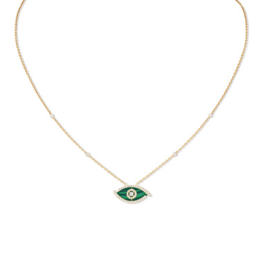         Gelbgold, Halsschmuck, Messika Lucky Eye Malachit Halskette