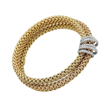 Weißgold, Armschmuck, FOPE Solo Flex'it Armband mit Pavébesatz