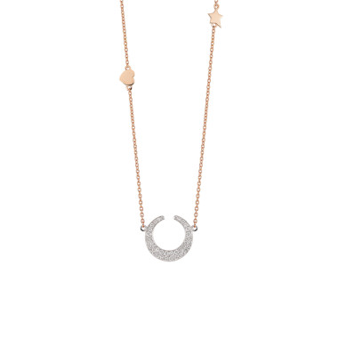 Halsschmuck, Weißgold, Al Coro Mezzaluna Collier