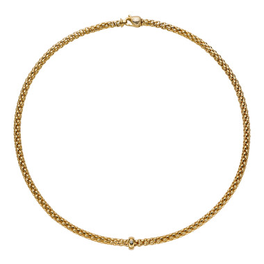 Halsschmuck, Gelbgold, FOPE Solo Halskette mit Diamanten