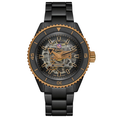 Herrenuhr, Automatik, Rado Captain Cook High-Tech Ceramic Skeleton