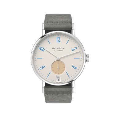 Unisex, Handaufzug, NOMOS Glashütte Tangente 38 Datum Schulhausweiß 
