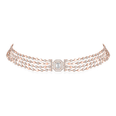 Halsschmuck, Roségold, Messika D-Vibes mehrreihiger Choker