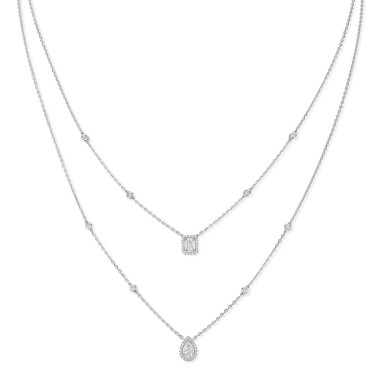 Halsschmuck, Weißgold, Messika My Twin 2 Rows Collier