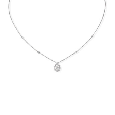 Halsschmuck, Weißgold, Messika Joy Diamant Poire Collier