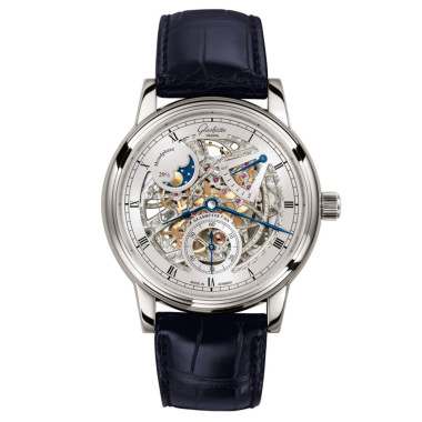Damen- und Herrenuhr, Handaufzug, Glashütte Original Senator Mondphase 
Skelettierte Edition