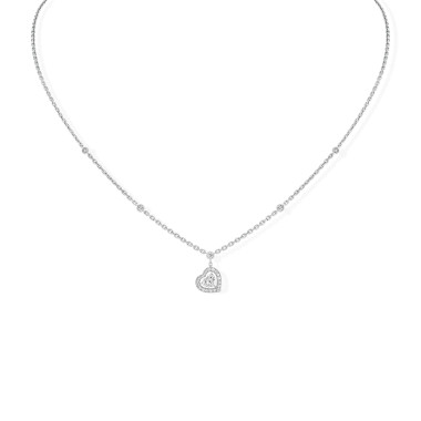 Halsschmuck, Weißgold, Messika Joy Coeur Halskette