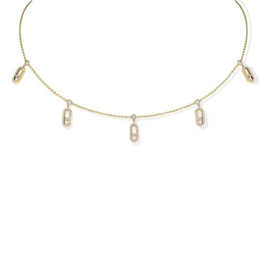 Halsschmuck, Gelbgold, Messika Move Uno Choker Kette mit Quasten