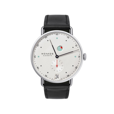 Handaufzug, Damen- und Herrenuhr, NOMOS Glashütte Metro Datum Gangreserve