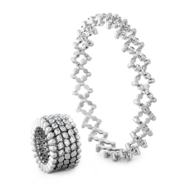         Weißgold, Ringe, Serafino Consoli Serafino Multi-Size Ring und Armreif