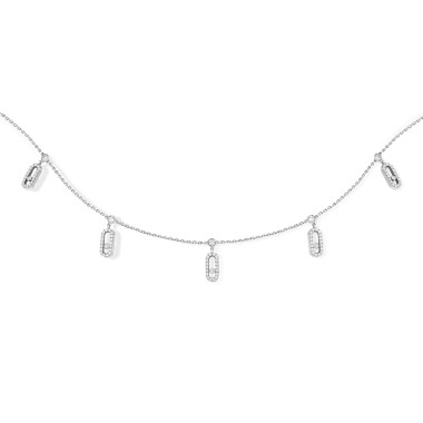         Weißgold, Halsschmuck, Messika Move Uno Choker Kette mit Quasten