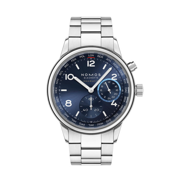         Automatik, NOMOS Glashütte Club Sport Neomatik Weltzeit blau