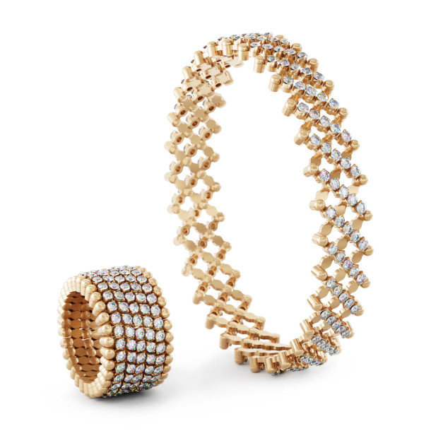         Roségold, Armschmuck, Serafino Consoli Serafino Multi-Size Ring und Armreif