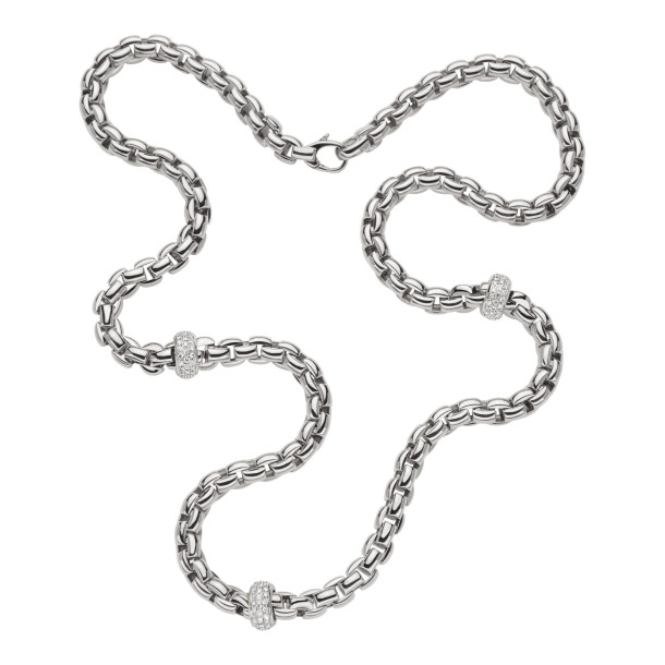         Weißgold, Halsschmuck, FOPE Eka Collier mit Pavébesatz