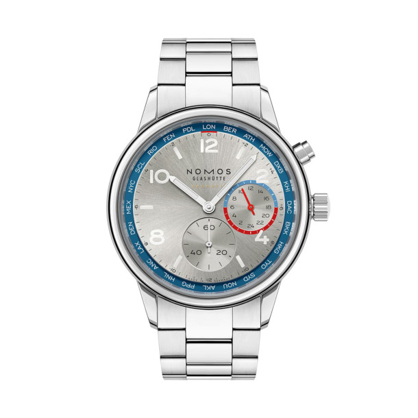        Automatik, NOMOS Glashütte Club Sport Neomatik Weltzeit silber