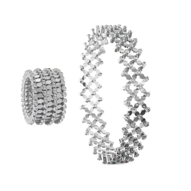         Weißgold, Ringe, Serafino Consoli Serafino Multi-Size Ring und Armreif