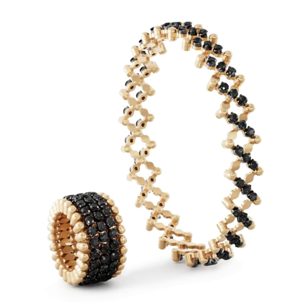         Roségold + Roségold, schwarz rhodiniert, Ringe, Serafino Consoli Serafino Multi-Size Ring und Armreif