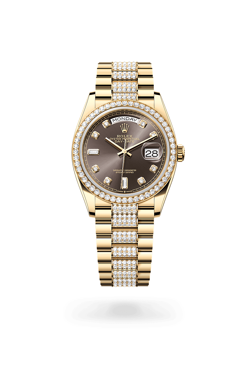 Rolex Day-Date 36 M128348RBR-0007 Herrenuhr - Oyster, 36 mm, Gelbgold mit Diamanten 