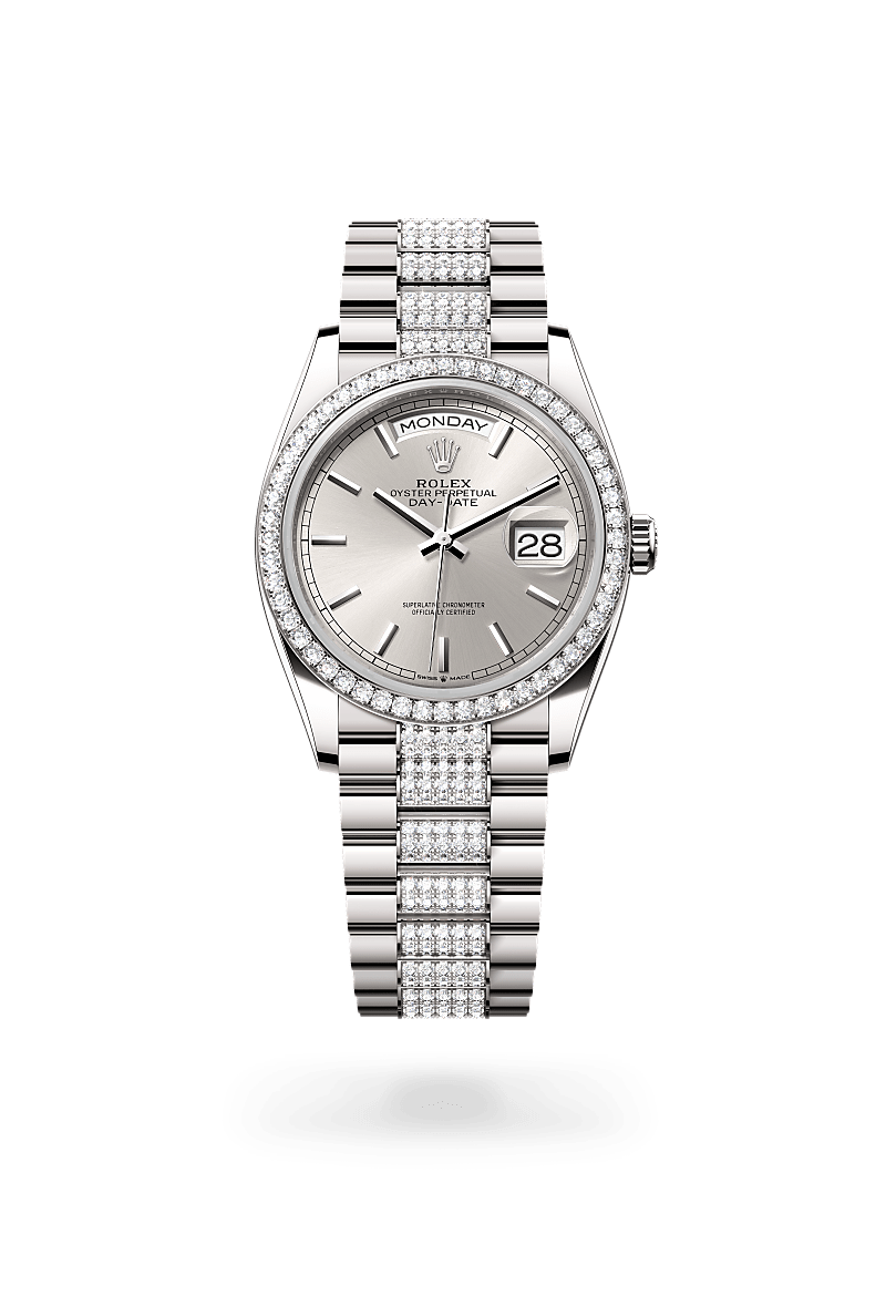Rolex Day-Date 36 Herrenuhr (M128349RBR-0013) Oyster, 36 mm, Weißgold mit Diamanten