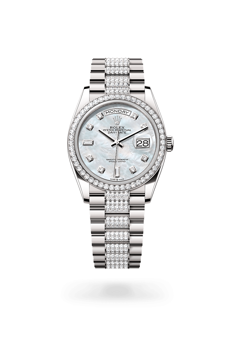 Rolex Day-Date 36 Herrenuhr (M128349RBR-0014) Oyster, 36 mm, Weißgold mit Diamanten