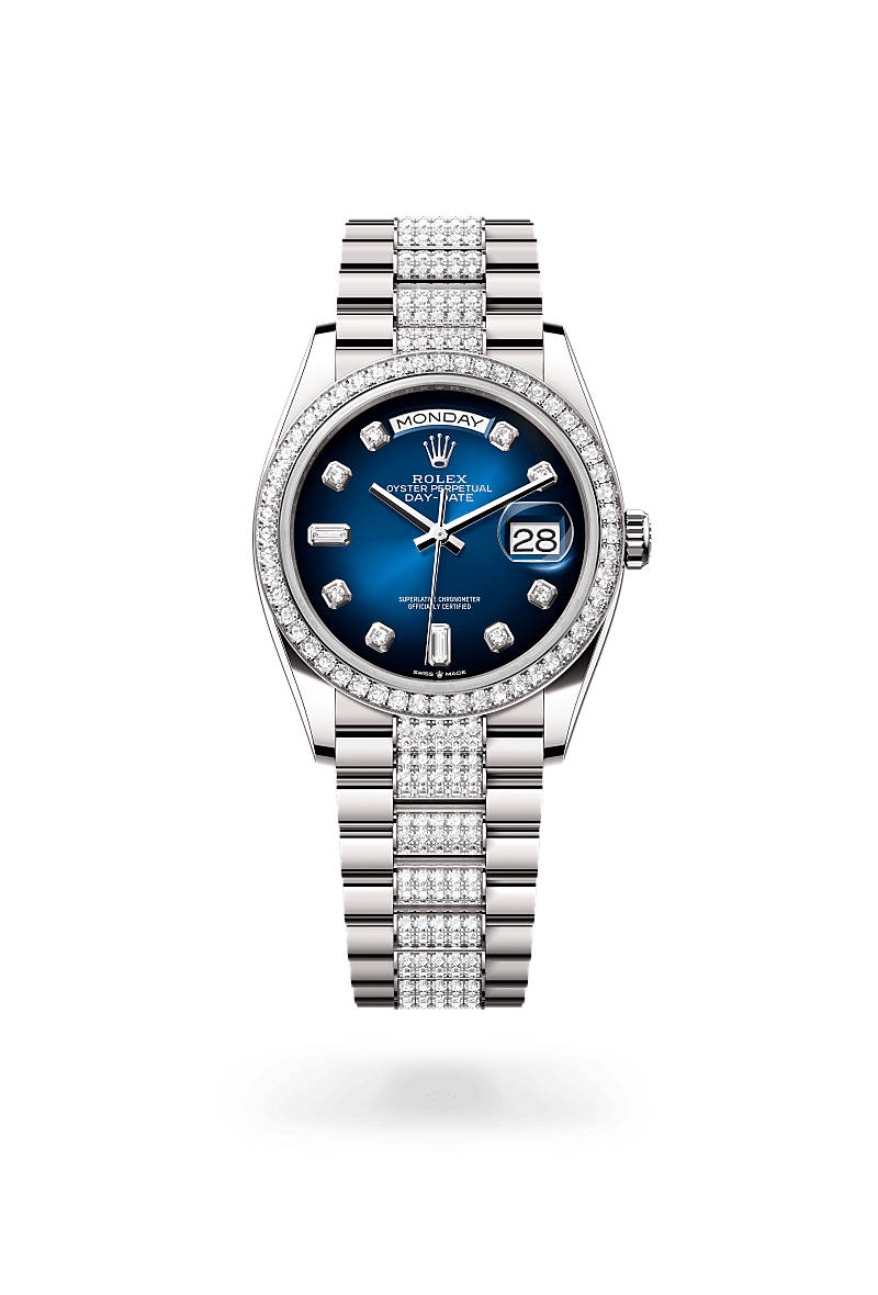 Rolex Day-Date 36 Herrenuhr (M128349RBR-0016) Oyster, 36 mm, Weißgold mit Diamanten