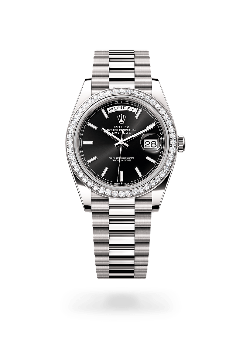 Rolex Day-Date 40 Herrenuhr (M228349RBR-0002) Oyster, 40 mm, Weißgold mit Diamanten