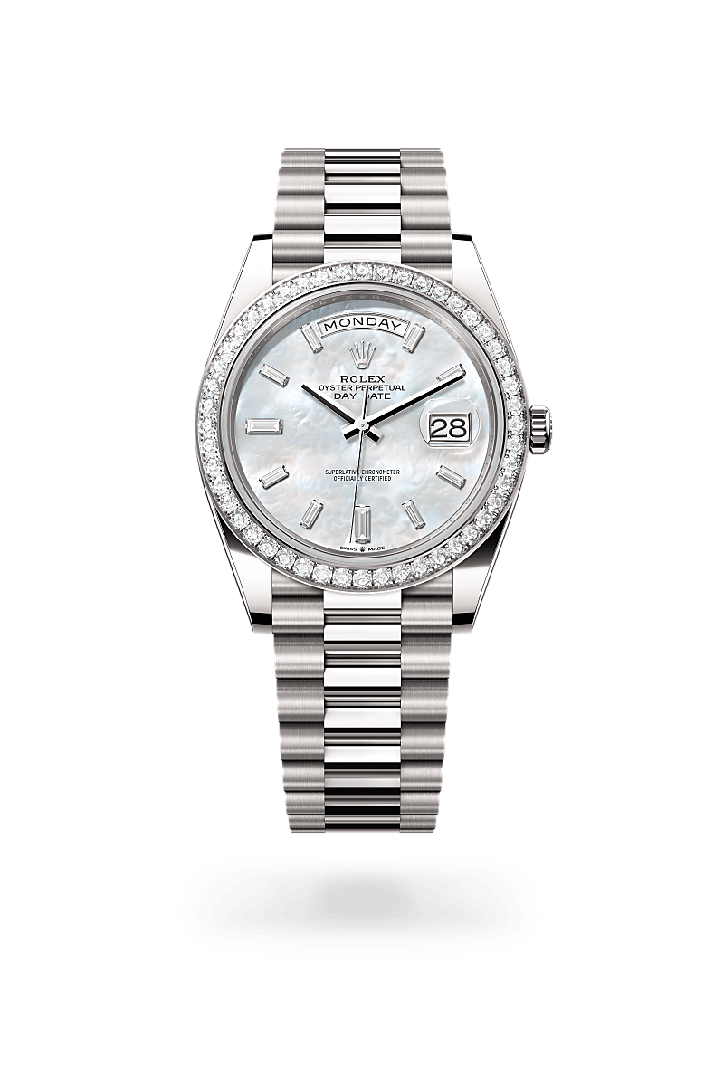 Rolex Day-Date 40 Herrenuhr (M228349RBR-0046) Oyster, 40 mm, Weißgold mit Diamanten
